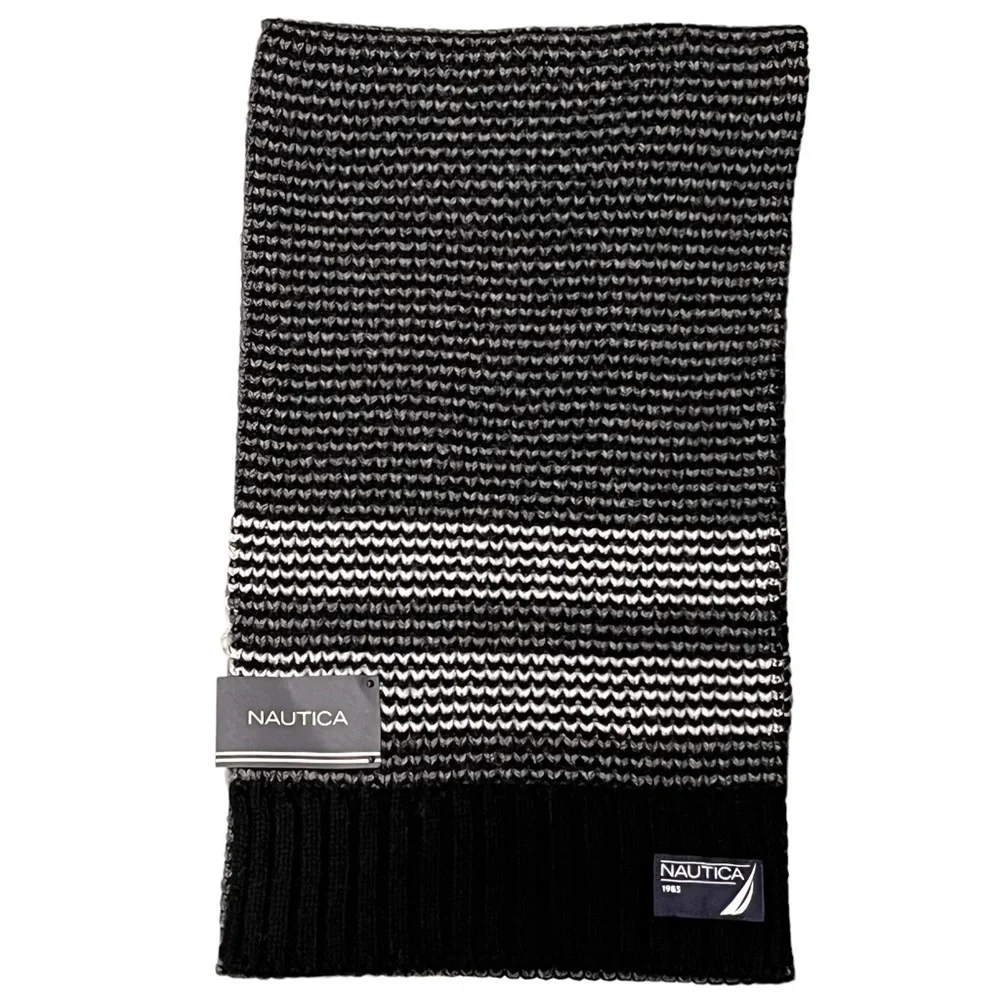 NEW Nautica Men’s Striped Wool Blend Scarf
